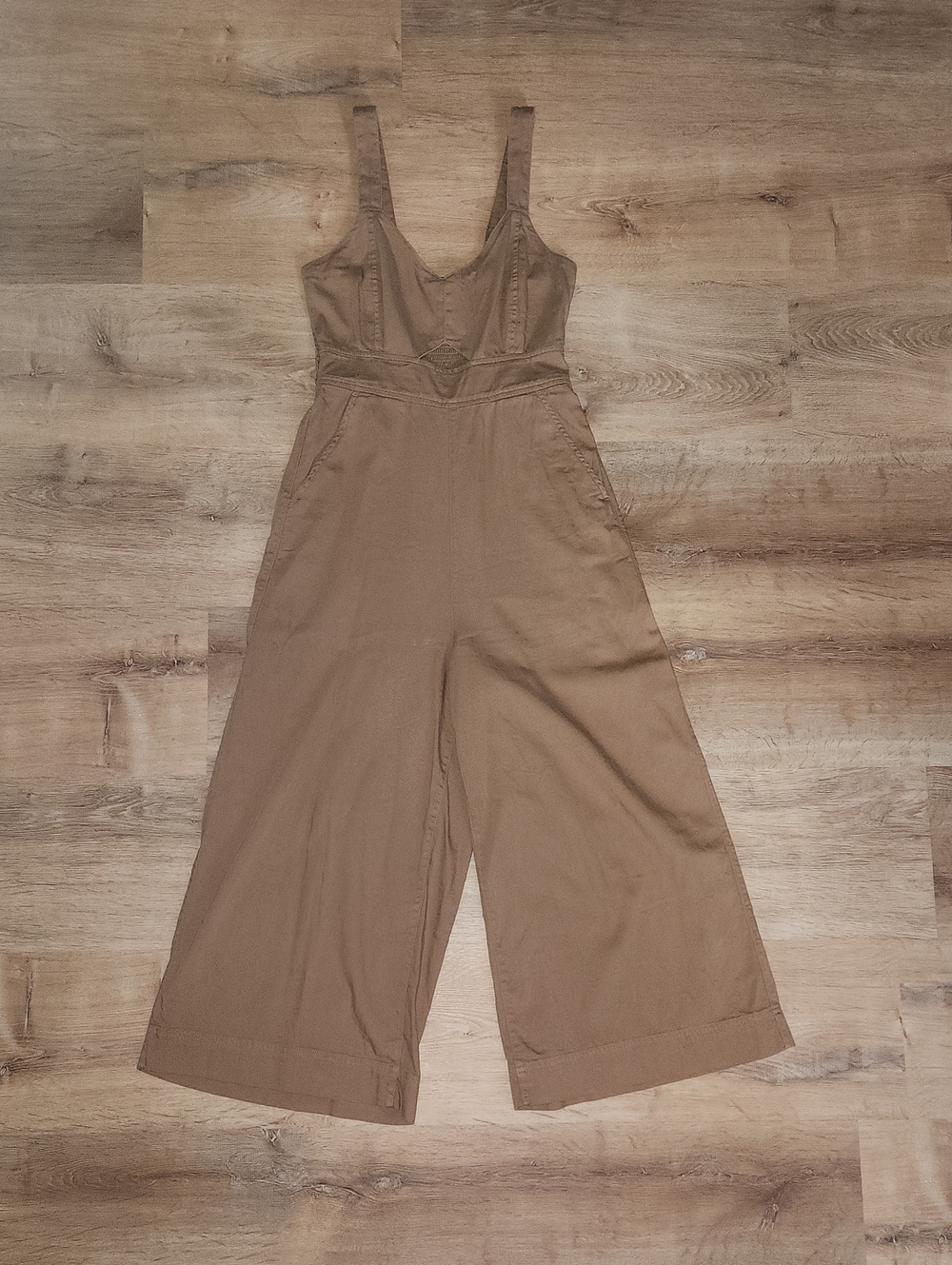 aerie Tan Wide-Leg Sleeveless Jumpsuit
